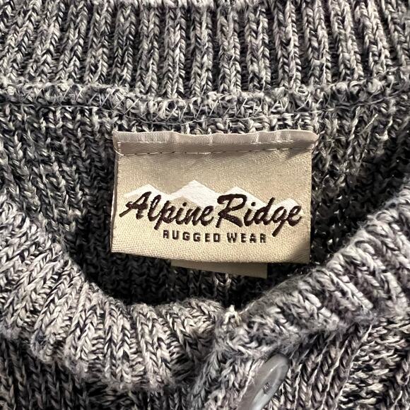 Vtg Alpine Ridge Rugged Wear Navy Patterned Henley Sweater Size M - Picture 3 of 7